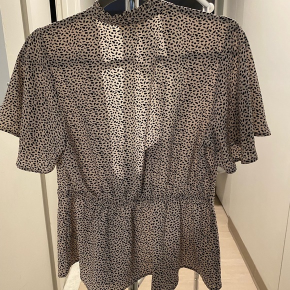 Monteau Cream Wrap Blouse with Black Dot Print - Picture 3 of 7